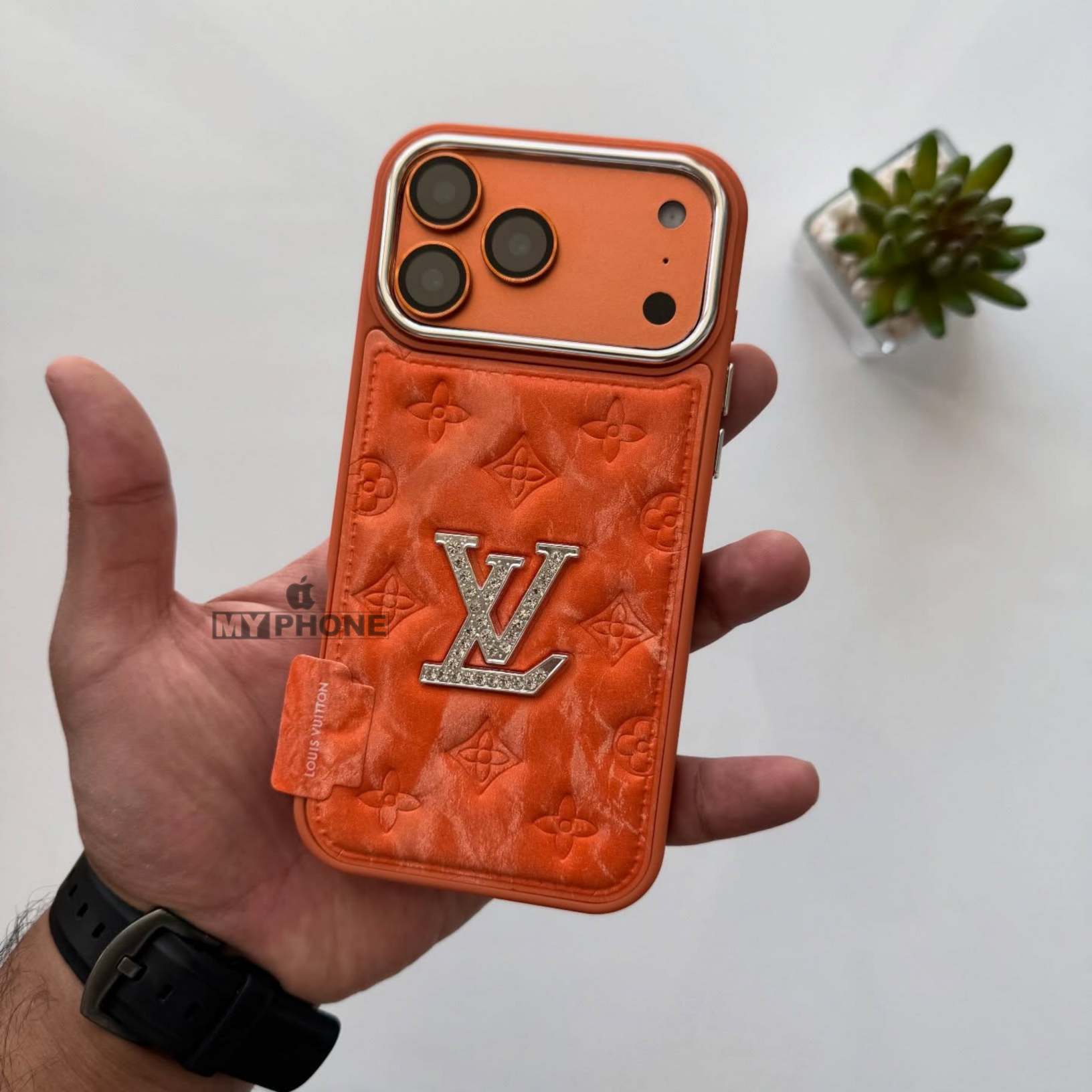 Luxury Brand Premium Orange Leather Textured iPhone Cover