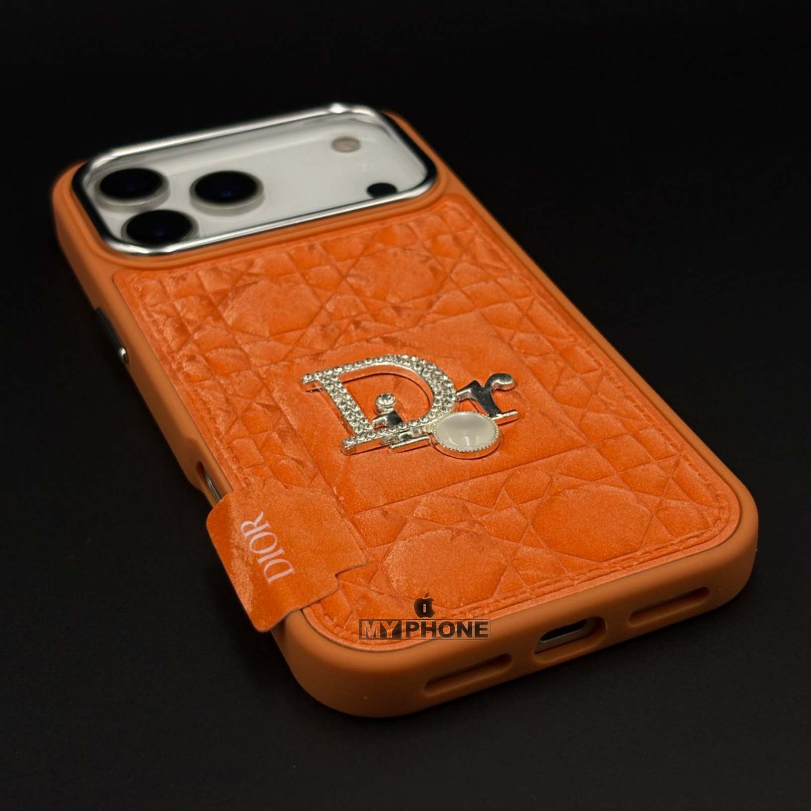 Luxury Brand Premium Orange Leather Textured iPhone Cover_img_5