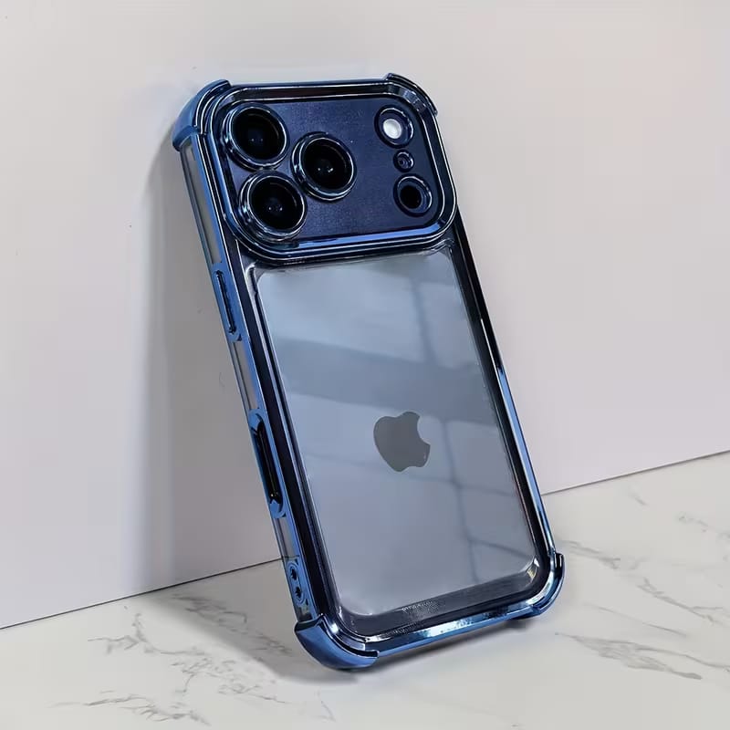 Transparent Glossy Chrome Frame Case with Built-in Camera Lens Glass_img_5