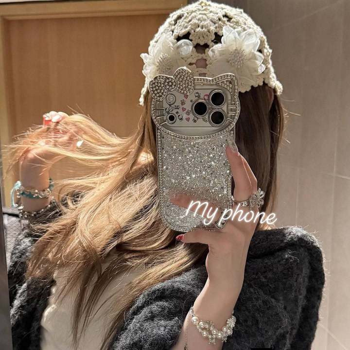 Luxury Hello Kitty Glitter Diamond Back Cover for iPhone 17 Pro/Max_img_1