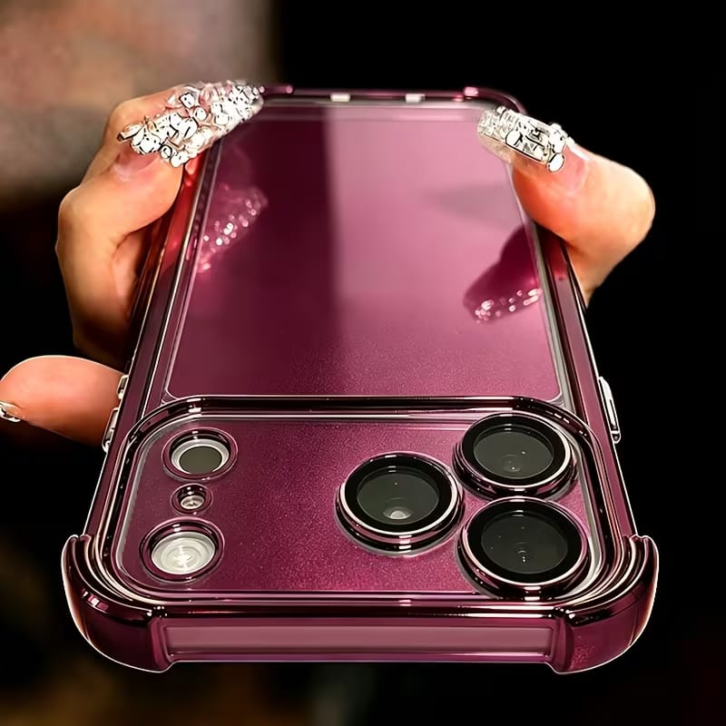 Stylish Electroplated Shiny Frame Clear Shockproof Case for iPhone 18 Pro Max