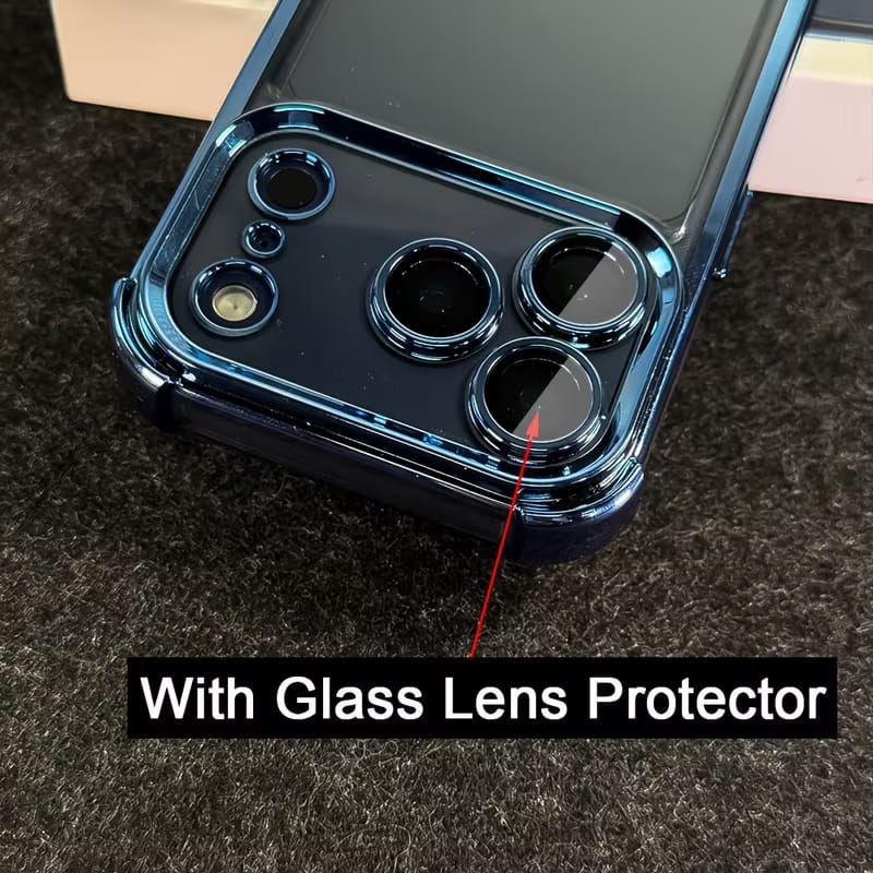 Transparent Glossy Chrome Frame Case with Built-in Camera Lens Glass_img_8