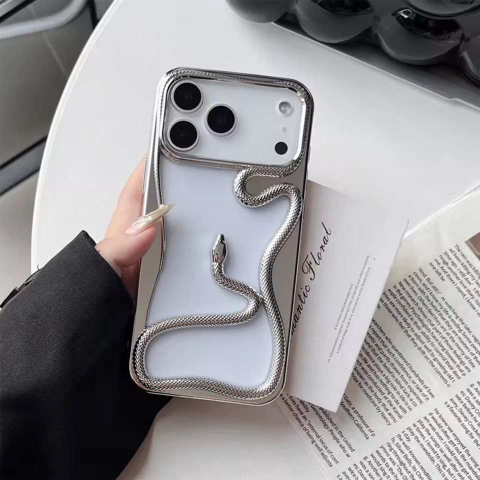 Luxury Gold 3D Snake Embossed iPhone Soft Case with Electroplated Glossy Finish_img_1