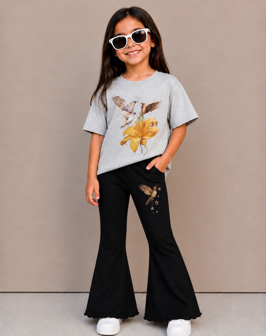 Stylish Cotton Tee & Flared Pant Set (2-12 Years)