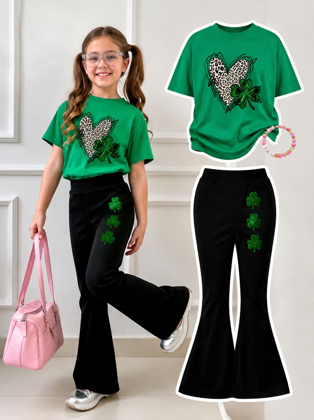Stylish Cotton Tee & Flared Pant Set (2-12 Years)