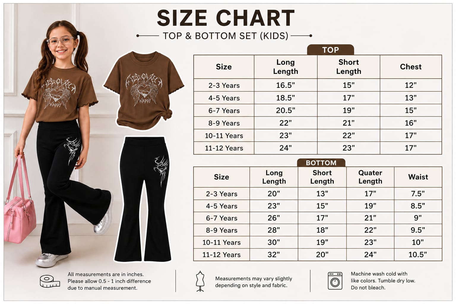 Stylish Cotton Tee & Flared Pant Set (2-12 Years)