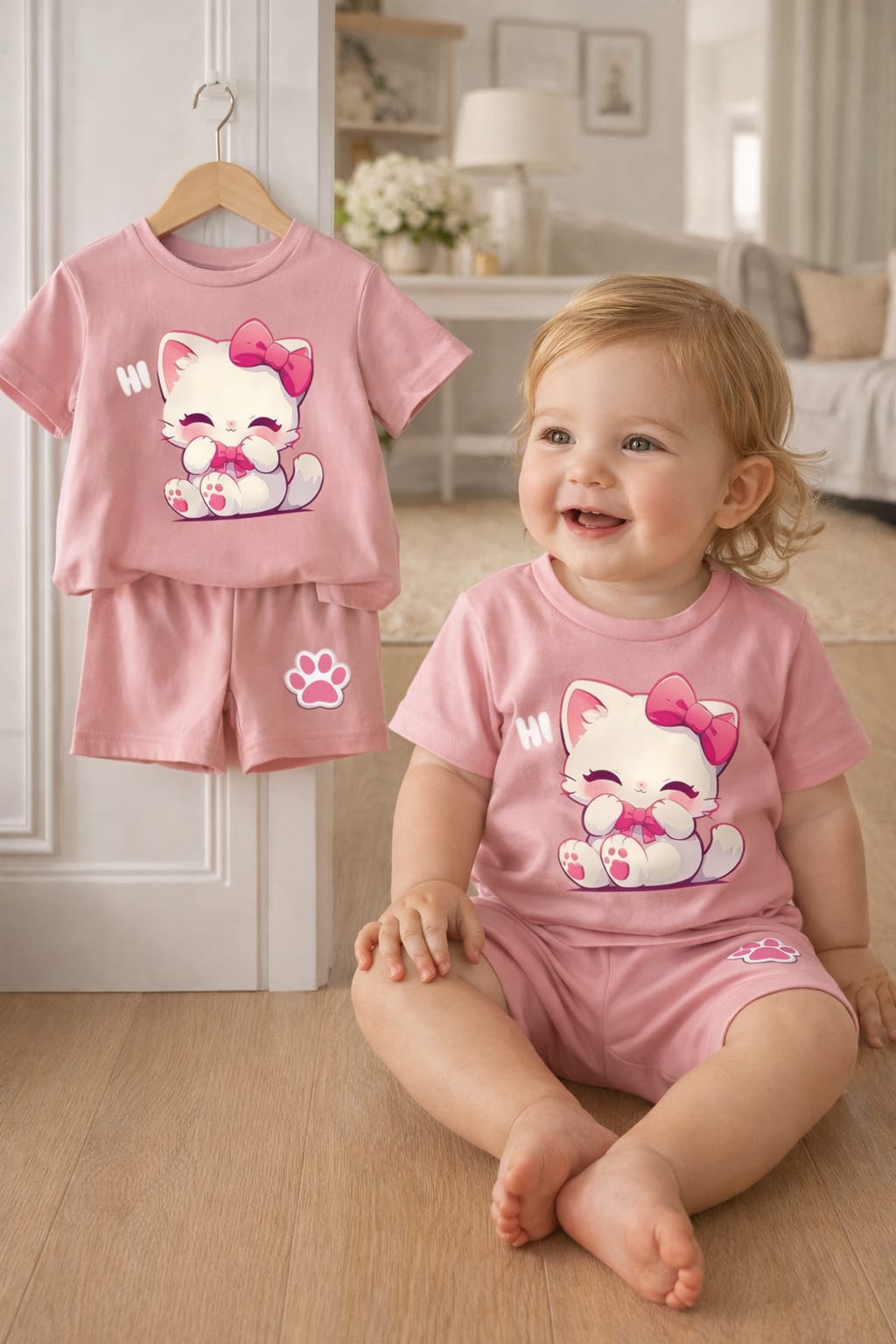 Exclusive Baby printed Tee and pant set