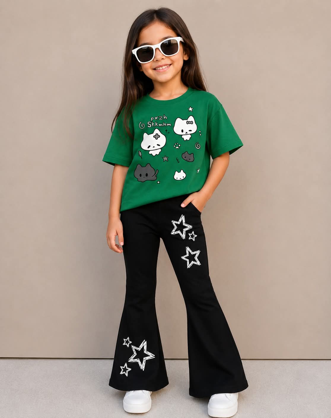 Stylish Cotton Tee & Flared Pant Set (2-12 Years)