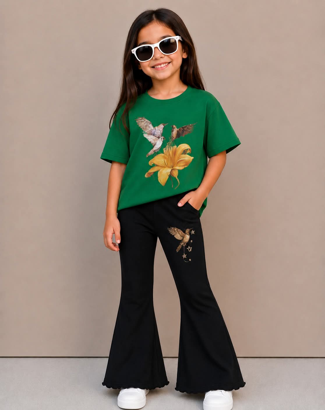 Stylish Cotton Tee & Flared Pant Set (2-12 Years)