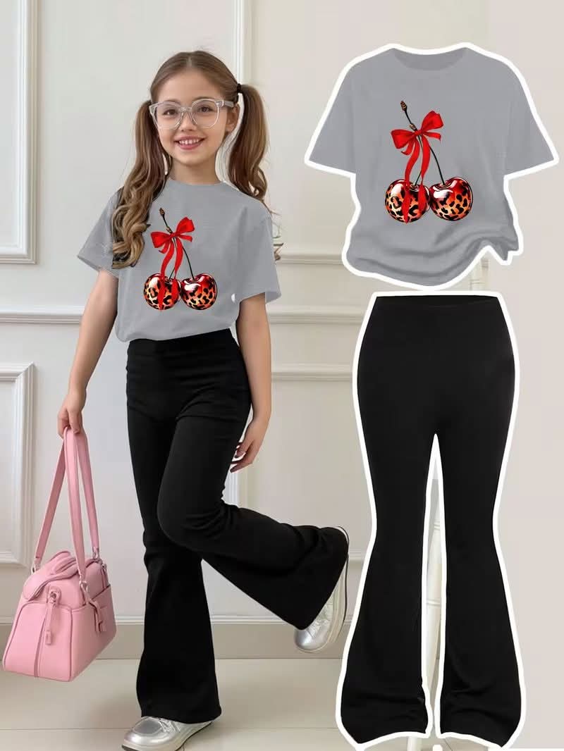 Stylish Cotton Tee & Flared Pant Set (2-12 Years)