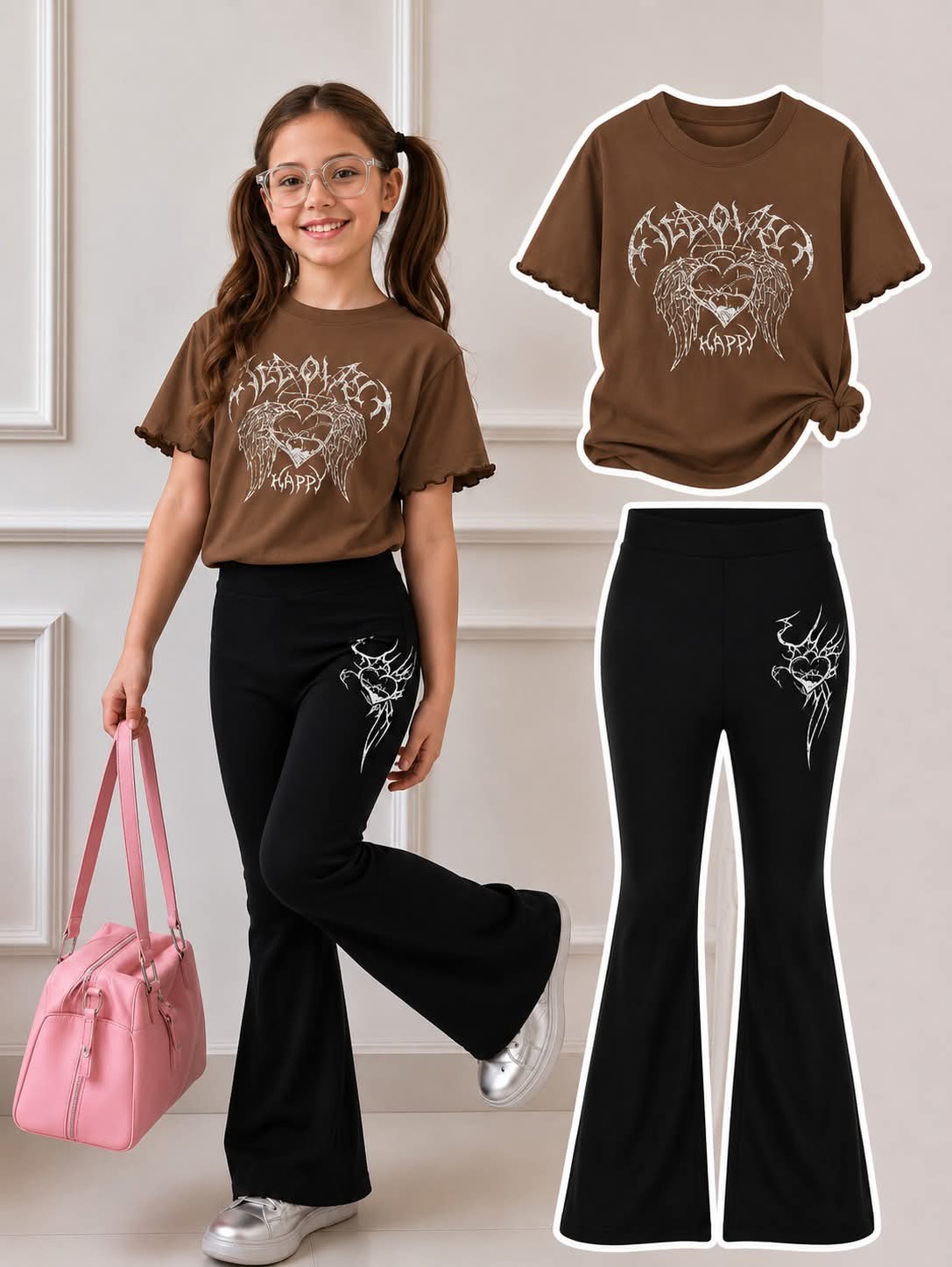 Stylish Cotton Tee & Flared Pant Set (2-12 Years)