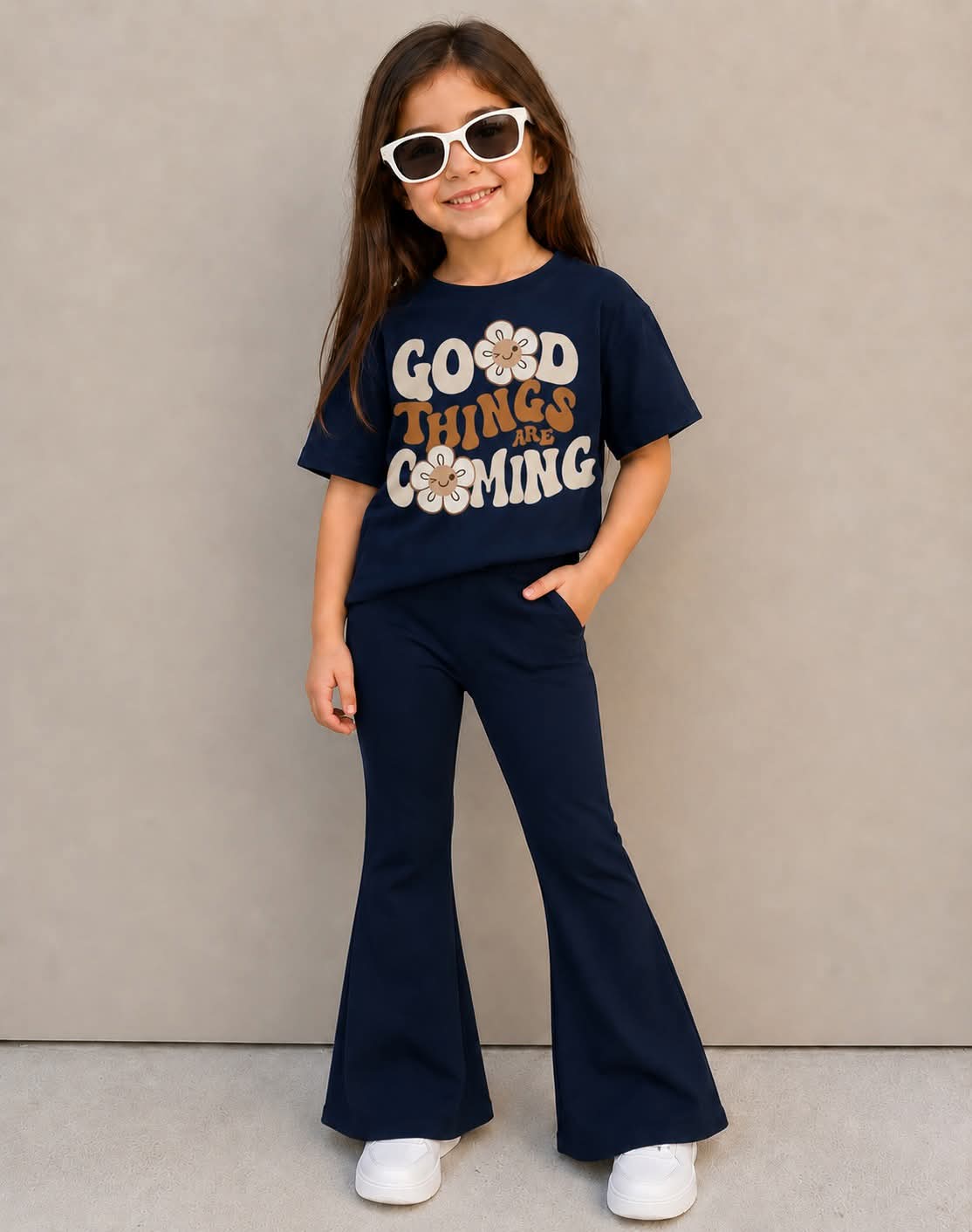 Stylish Cotton Tee & Flared Pant Set (2-12 Years)