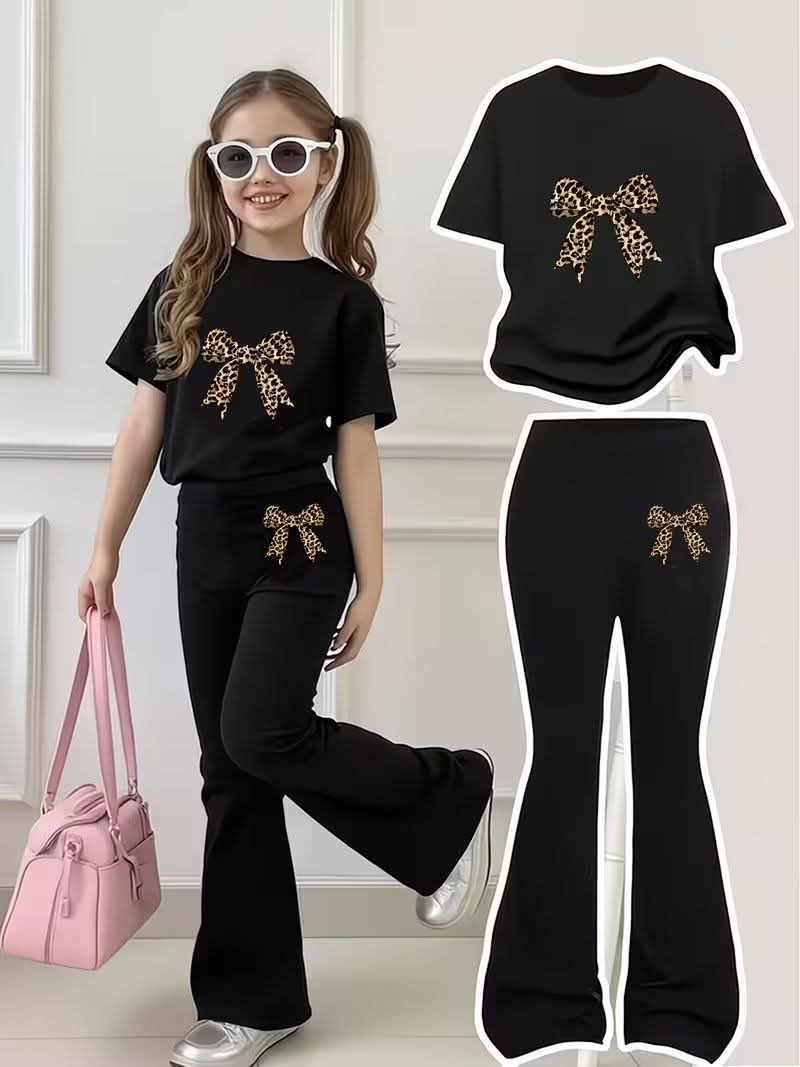 Stylish Cotton Tee & Flared Pant Set (2-12 Years)