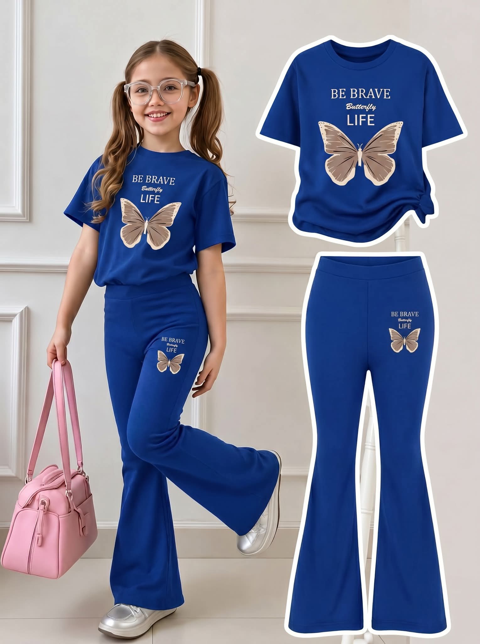 Stylish Cotton Tee & Flared Pant Set (2-12 Years)