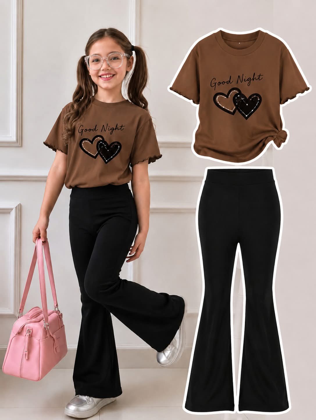 Stylish Cotton Tee & Flared Pant Set (2-12 Years)
