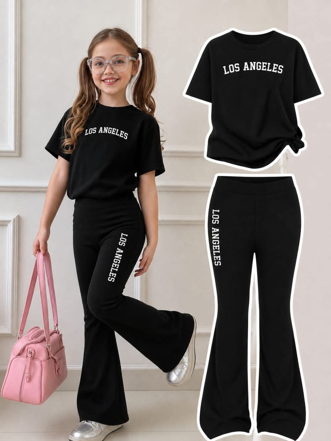 Stylish Cotton Tee & Flared Pant Set (2-12 Years)