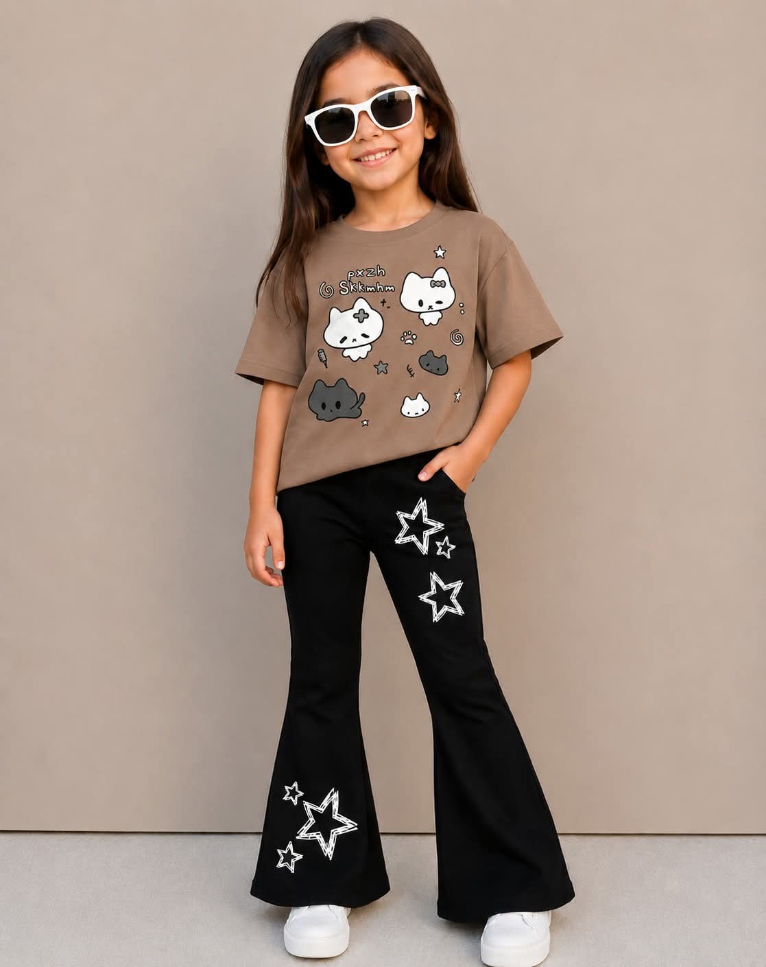 Stylish Cotton Tee & Flared Pant Set (2-12 Years)