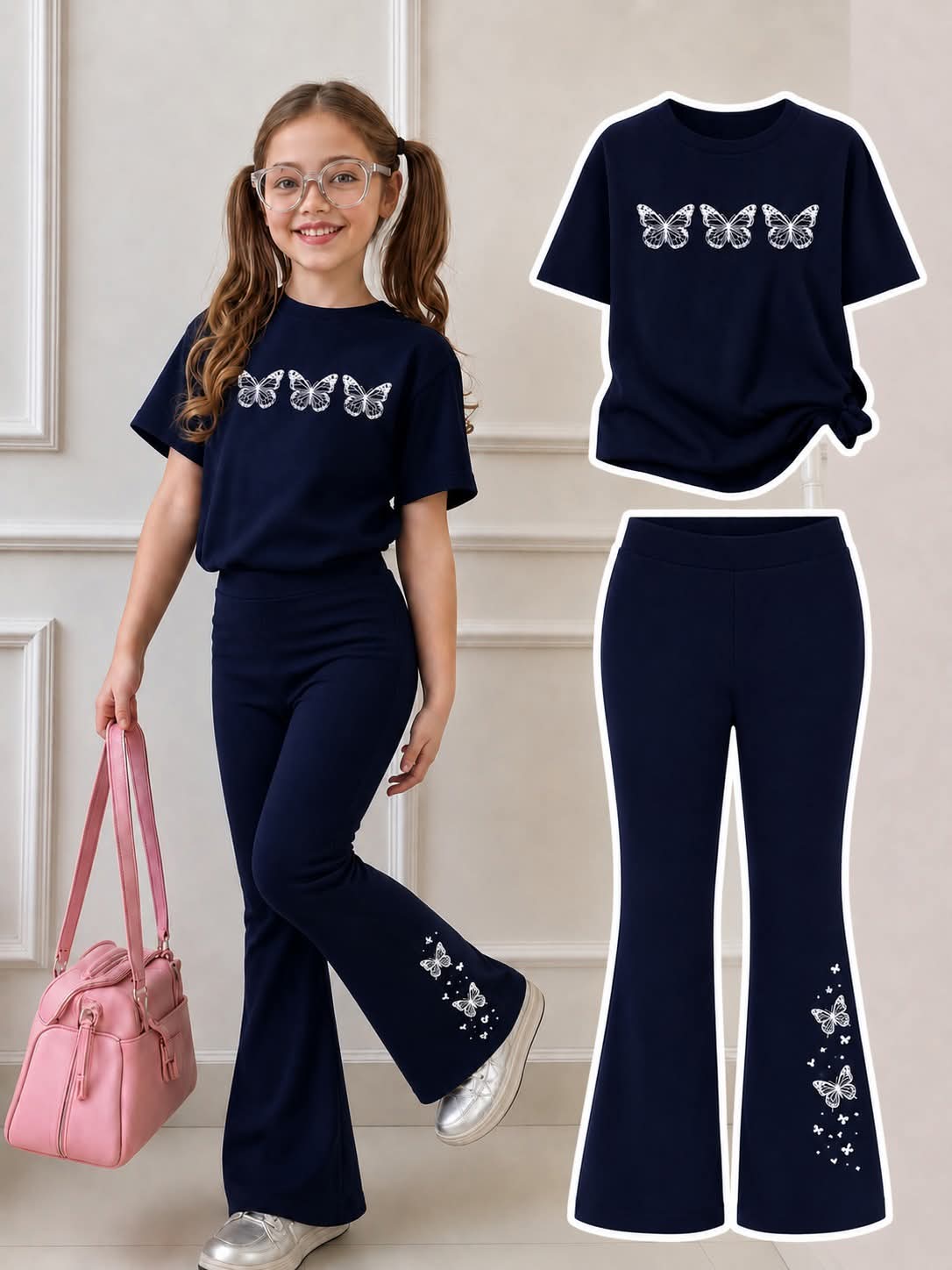 Stylish Cotton Tee & Flared Pant Set (2-12 Years)