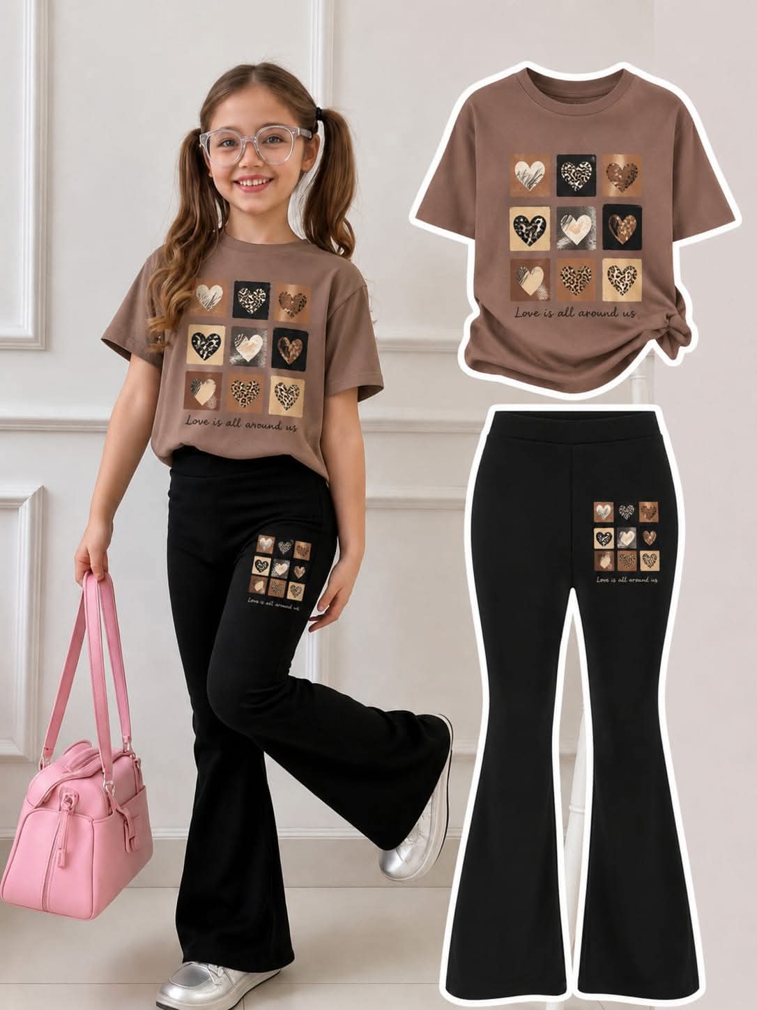 Stylish Cotton Tee & Flared Pant Set (2-12 Years)