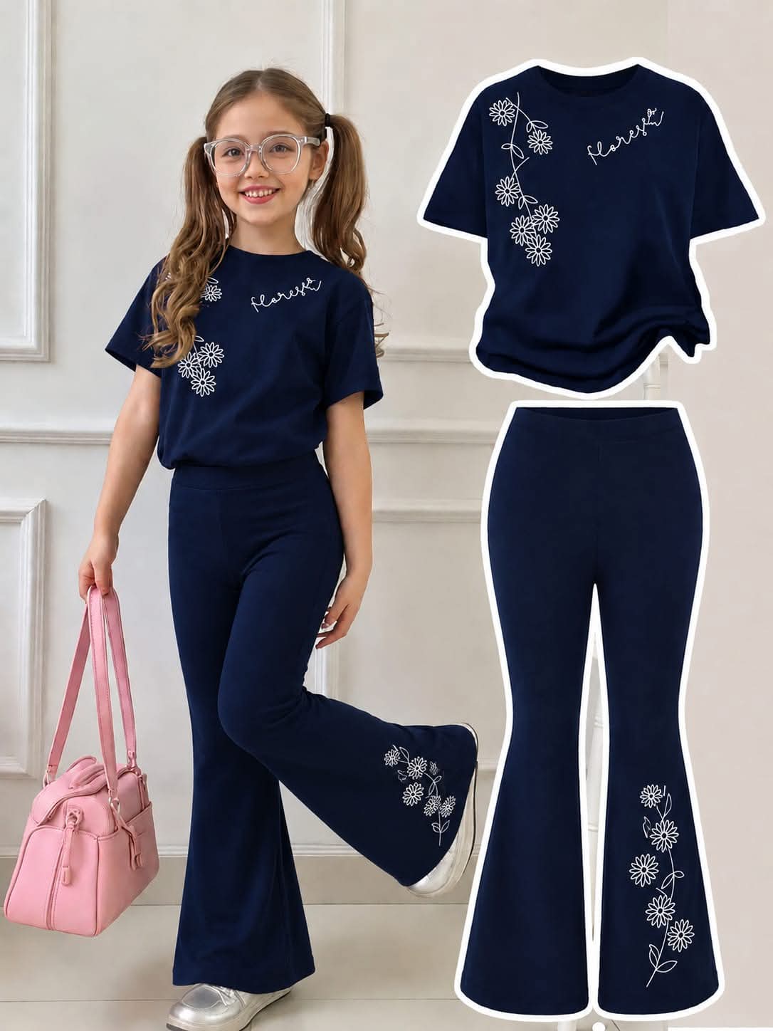 Stylish Cotton Tee & Flared Pant Set (2-12 Years)