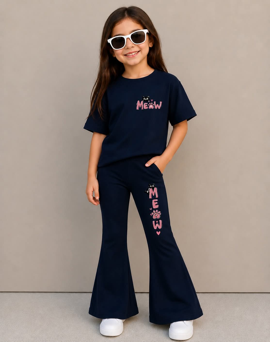 Stylish Cotton Tee & Flared Pant Set (2-12 Years)