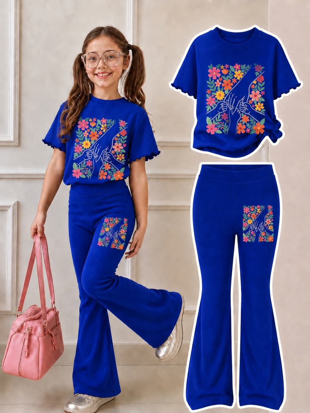 Stylish Cotton Tee & Flared Pant Set (2-12 Years)