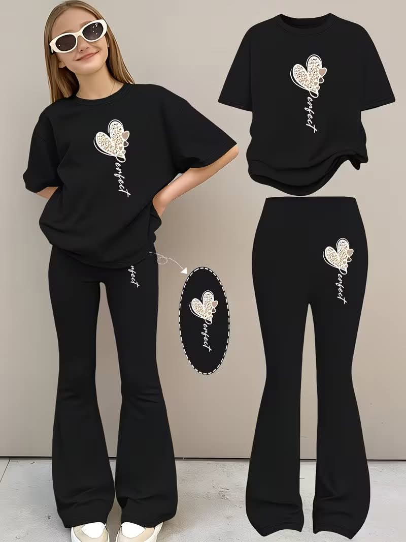 Stylish Cotton Tee & Flared Pant Set (2-12 Years)