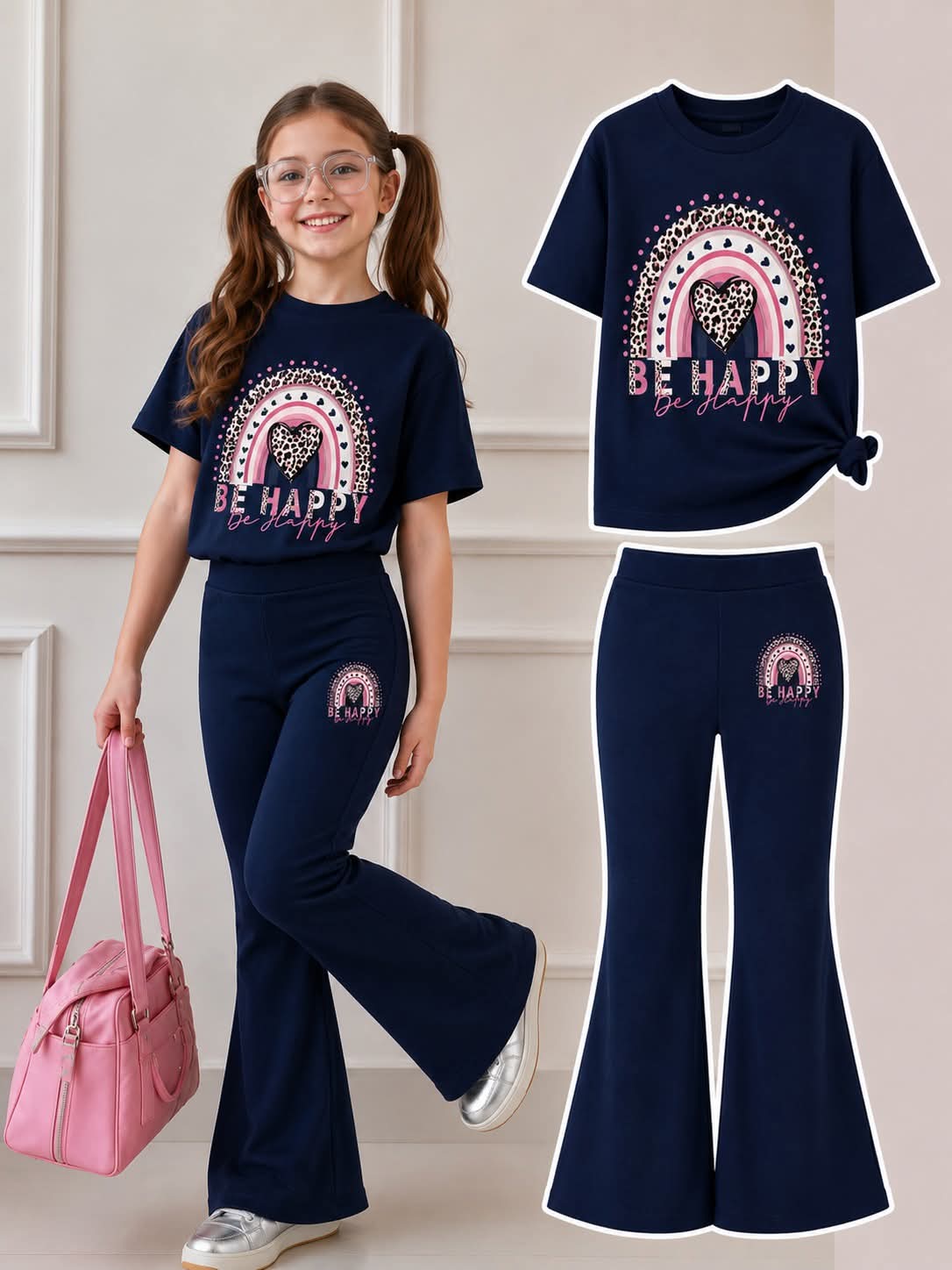 Stylish Cotton Tee & Flared Pant Set (2-12 Years)