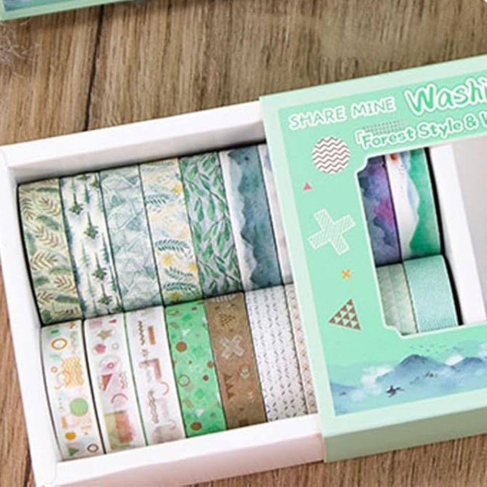 Forest Style Watercolor Series Washi Tape Set – Cute Decorative Masking Tape Collection with Assorted Cartoon & Unicorn Designs for Scrapbooking, Journaling, Planners, Bullet Journals, Gift Wrapping, DIY Crafts & Creative Projects From CHARUKAJ_img_1