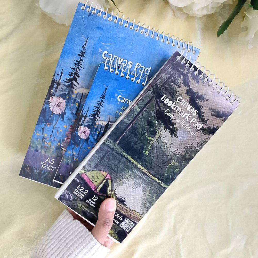 3 Pieces Premium Acrylic Canvas Pad Combo Set (A5 + A6 + Bookmark Pad) By CHARUKAJ