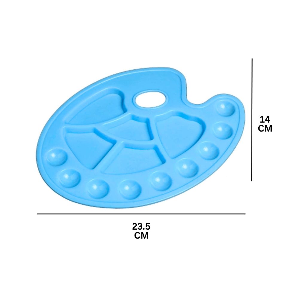 6+4 Hole 14cm ×23.5cm Plastic Artist Paint Palette for Acrylic, Watercolor & Poster Color Multi Purpose Drawing Tray Paint Plates By CHARUKAJ (Blue)