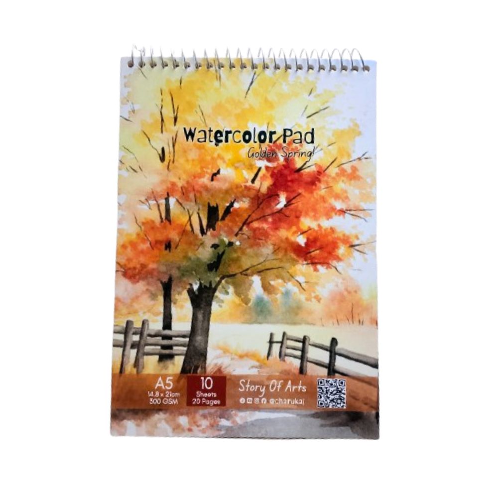 Premium Watercolor Art Pad (A5  (14.8*21cm) Theme: Golden Spring! By CHARUKAJ
