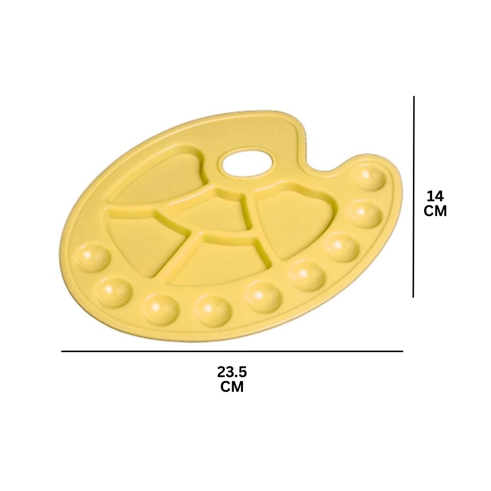 6+4 Hole 14cm ×23.5cm Plastic Artist Paint Palette for Acrylic, Watercolor & Poster Color Multi Purpose Drawing Tray Paint Plates By CHARUKAJ (Yellow)