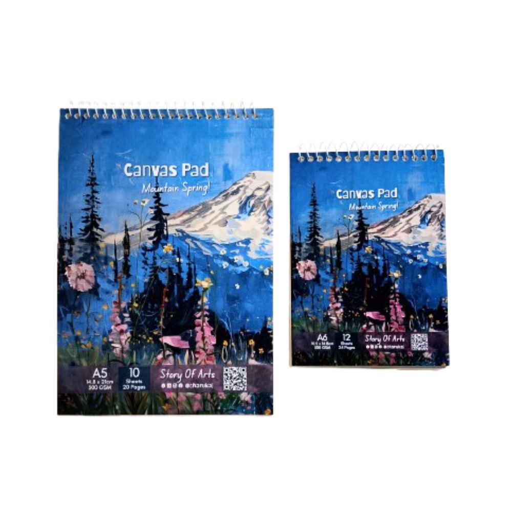 2 Pieces Premium Acrylic Canvas Pad Combo Set (A5 & A6 Mountain Spring! Theme) By CHARUKAJ