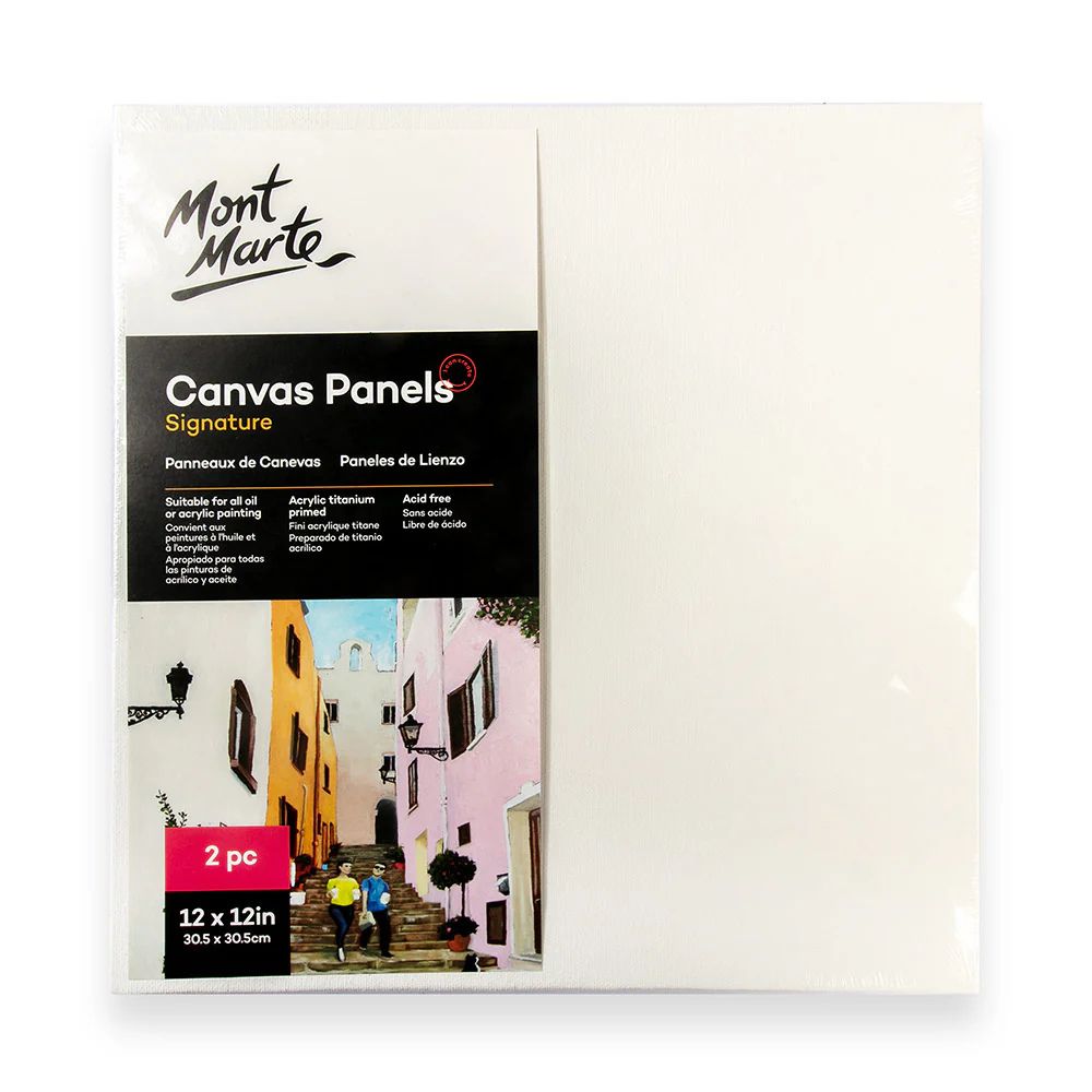 Mont Marte Canvas Panel – 12×12 inch (2pc Pack)