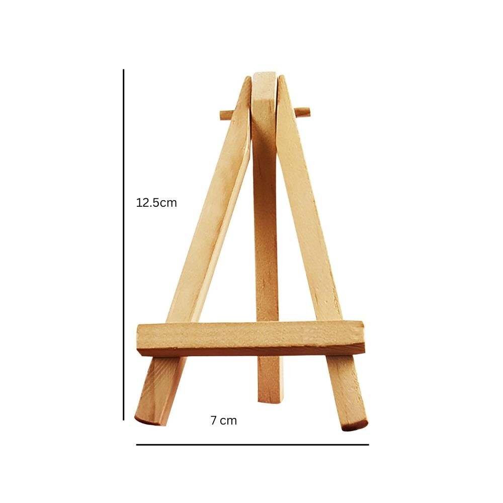 4 Pieces Mini Wood Display Easel, Natural Wooden Tripod Holder Miniature Stand for Displaying Small Canvases, Business Cards, Small Tabletop Display Easel for Painting Canvas, Photos & Art Home Decor By CHARUKAJ (7cm ×12.5cm)