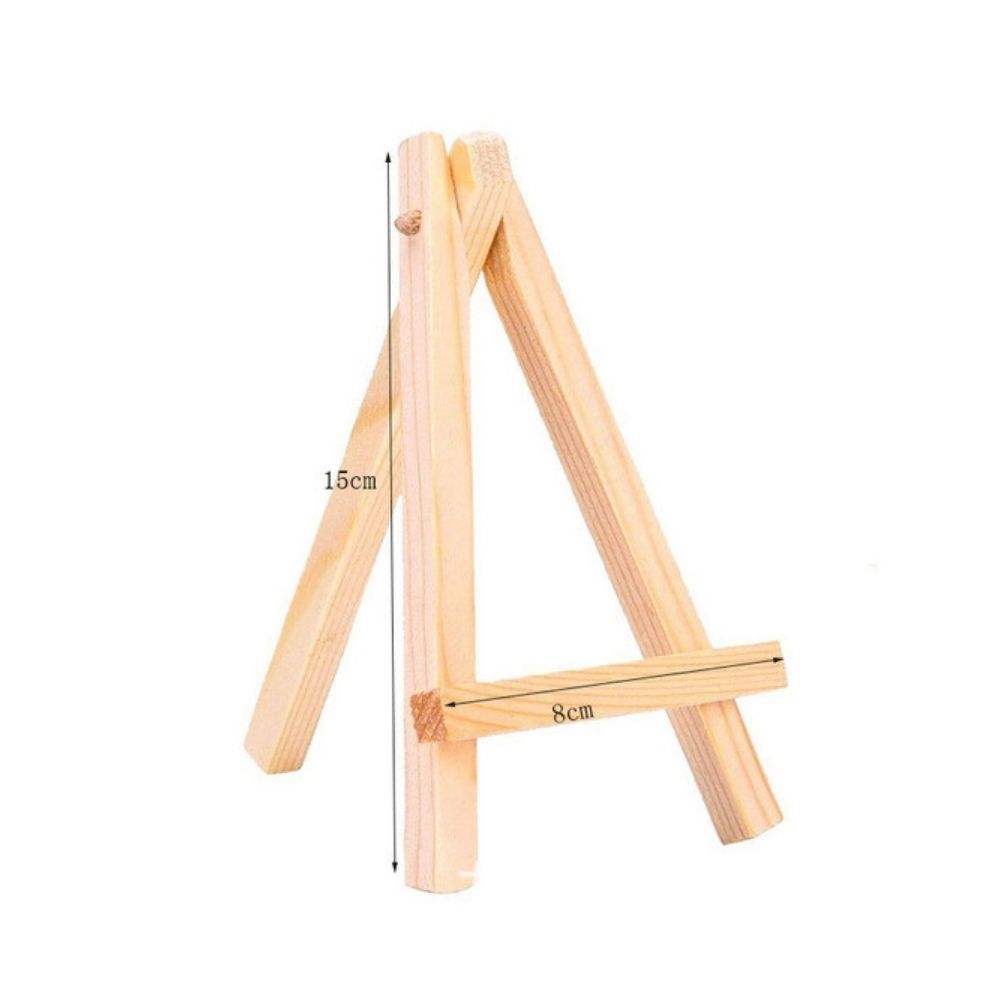 4 Pieces Mini Wood Display Easel, Natural Wooden Tripod Holder Miniature Stand for Displaying Small Canvases, Business Cards, Small Tabletop Display Easel for Painting Canvas, Photos & Art Home Decor By CHARUKAJ (8cm×15cm)