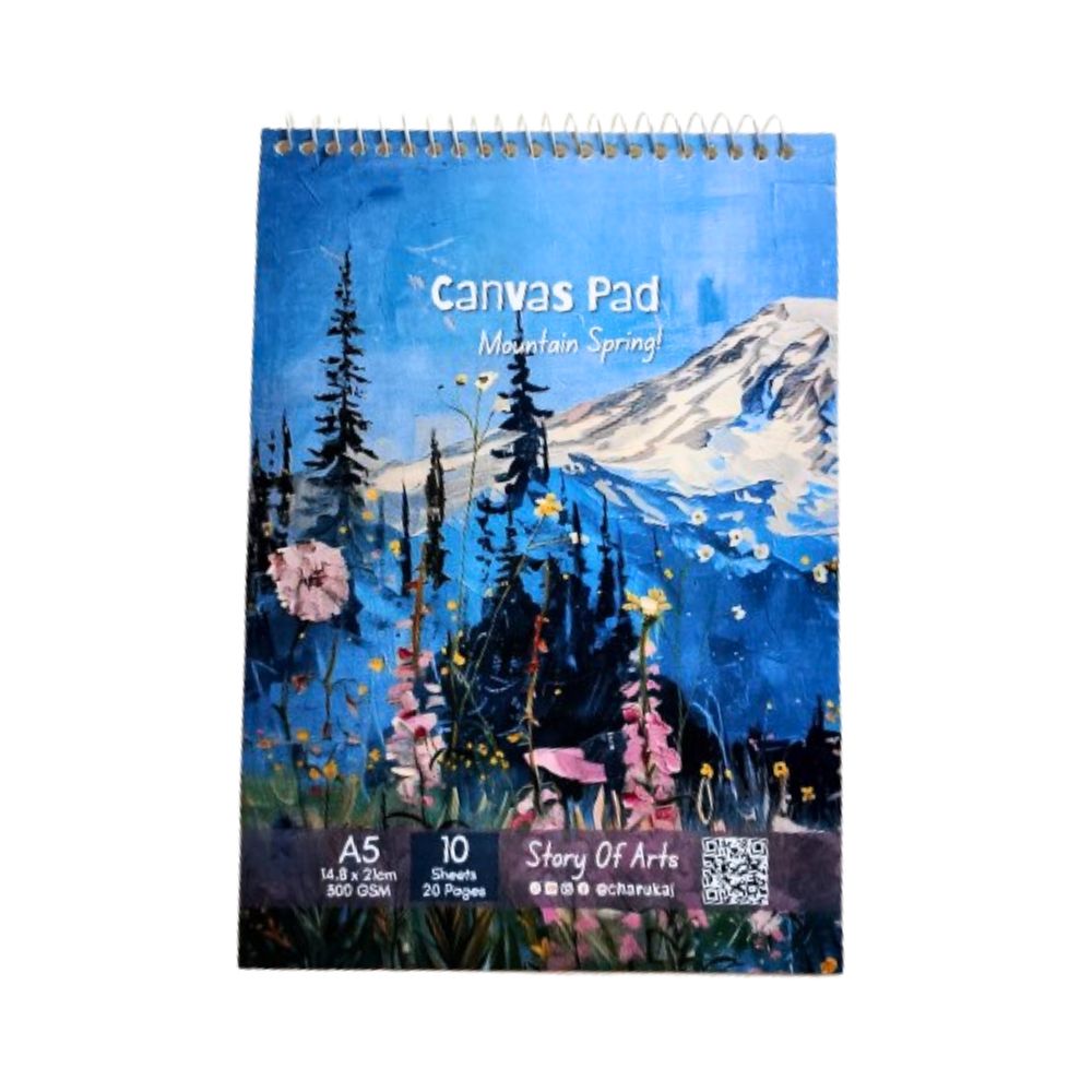 Premium Acrylic Canvas Pad ( A5 - 14.8*21cm Mountain Spring! Theme) By CHARUKAJ