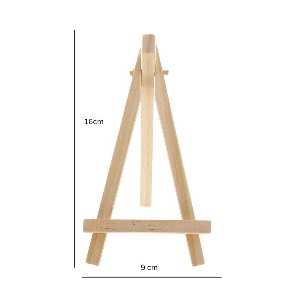4 Pieces Mini Wood Display Easel, Natural Wooden Tripod Holder Miniature Stand for Displaying Small Canvases, Business Cards, Small Tabletop Display Easel for Painting Canvas, Photos & Art Home Decor By CHARUKAJ (9cm×16cm)