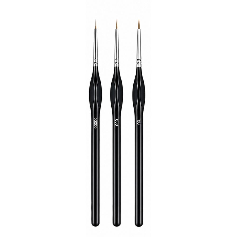 3 Pieces Professional Detail Paint Brush Set – Premium Synthetic Bristles Perfect For Fine Detailing, Miniature Painting, Acrylic, Watercolor, Oil, Nail Art, Crafts & Model Painting, Comfortable Precision Artist Brush Set From ArtEase Studio By CHARUKAJ ( Size -00000, 000, 00)