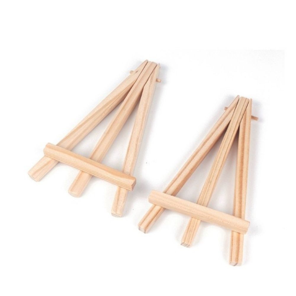 2 Pieces Mini Wood Display Easel, Natural Wooden Tripod Holder Miniature Stand for Displaying Small Canvases, Business Cards, Small Tabletop Display Easel for Painting Canvas, Photos & Art Home Decor By CHARUKAJ (8cm×15cm)