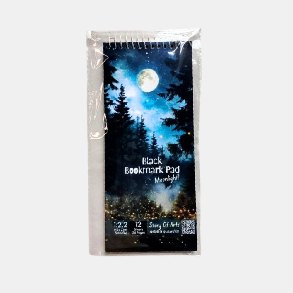 Premium Black Bookmark Pad Combo Set (Moonlight Theme) By CHARUKAJ