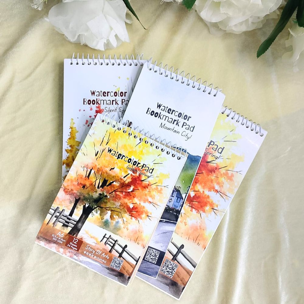 3 Pieces Premium Watercolor Art Pad Combo Set (A5 + A6 + Bookmark Pad) By CHARUKAJ