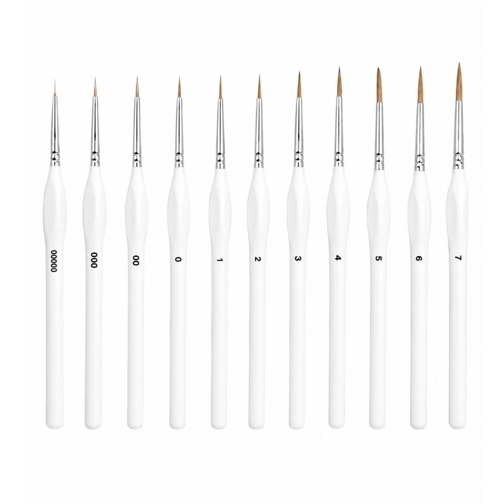 11 Pieces Professional Detail Paint Brush Set – Premium Synthetic Bristles Perfect For Fine Detailing, Miniature Painting, Acrylic, Watercolor, Oil, Nail Art, Crafts & Model Painting, Comfortable Precision Artist Brush Set From ArtEase Studio By CHARUKAJ