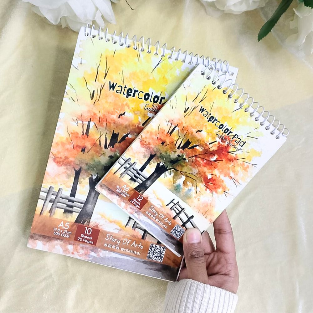 2 Pieces Premium Watercolor Art Pad Combo Set (A5 + A6) By CHARUKAJ