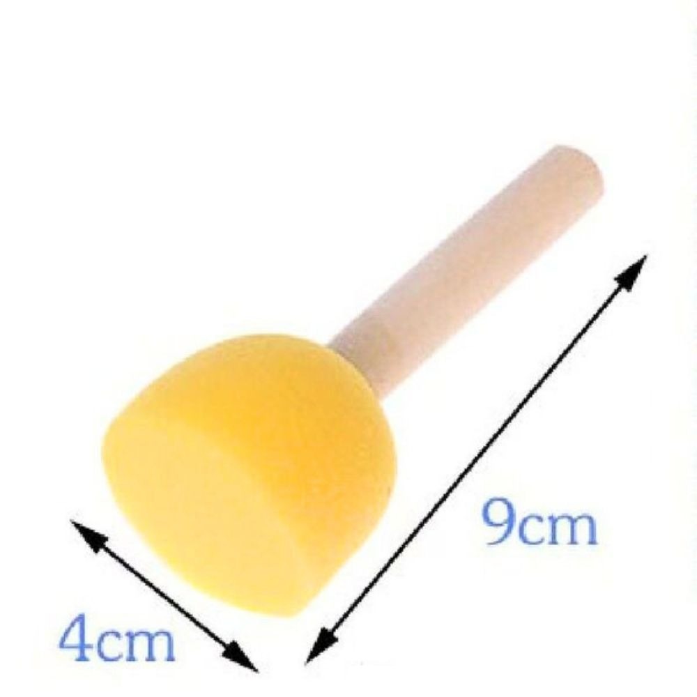S4 – 4 × 9.4 cm Yellow Mushroom Head Sponge Seal Set – Round Foam Sponge Painting Brushes with Wooden Handles for Kids DIY Painting, Stippling, Doodling, Clay, Arts & Crafts From CHARUKAJ