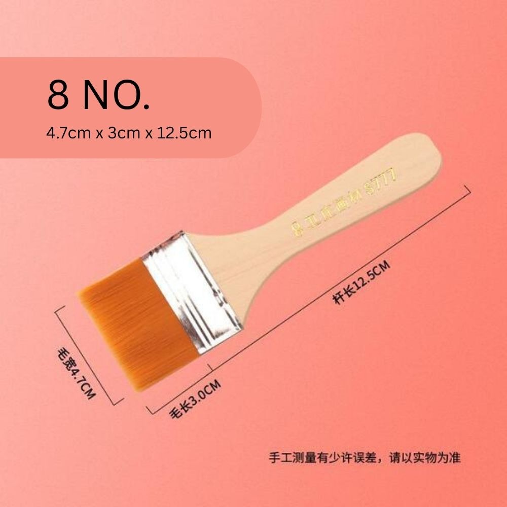 1 Piece "No.8" Professional Gesso Brush â Premium Synthetic Durable Brush for DIY Art, Crafts, Gesso, Acrylic, Primer & Canvas Preparation | Lightweight Artist Brush with White & Golden Bristles From ArtEase Studio by CHARUKAJ (4.7 Ã 3.0 Ã 12.5 cm)_img_3