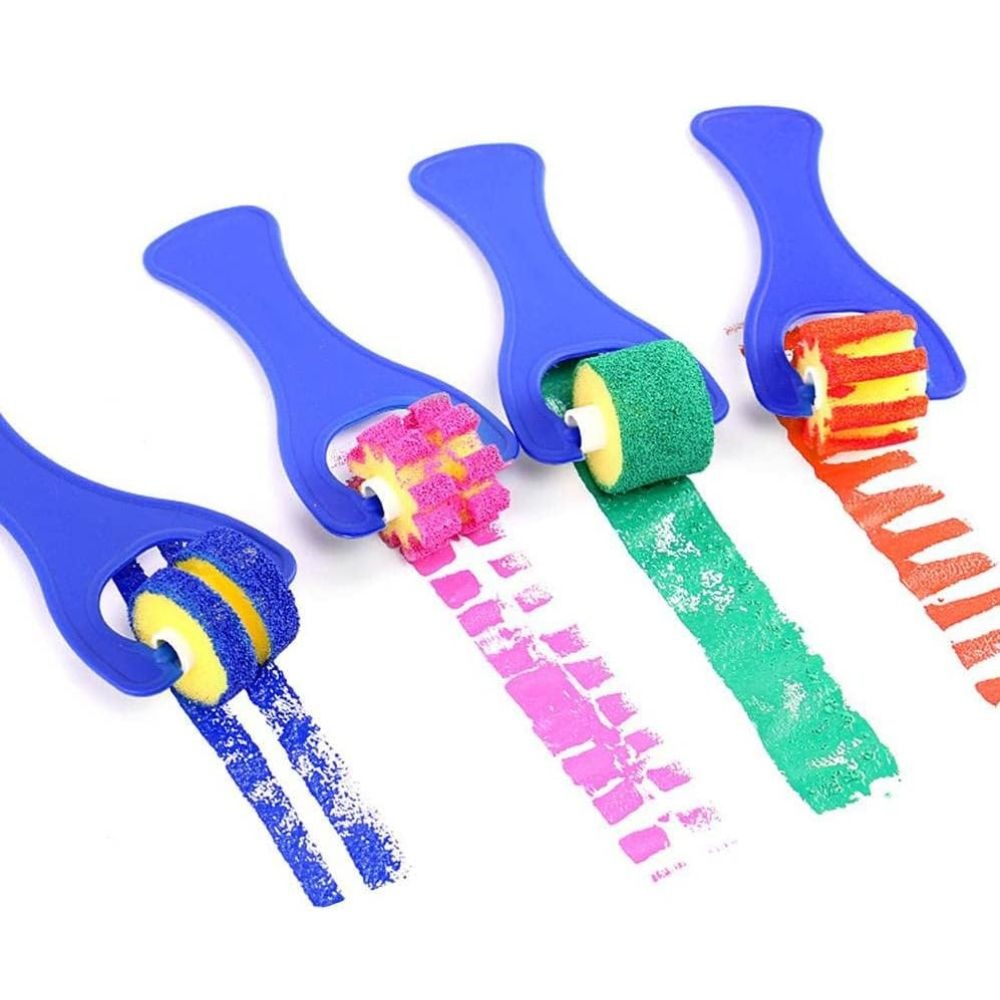 Medium Slingshot 4Pcs Sponge Paint Roller Set – Reusable Sponge Painting Brushes for Kids Art, Craft, DIY Drawing, Early Learning, Classroom Activities & Creative Painting From CHARUKAJ