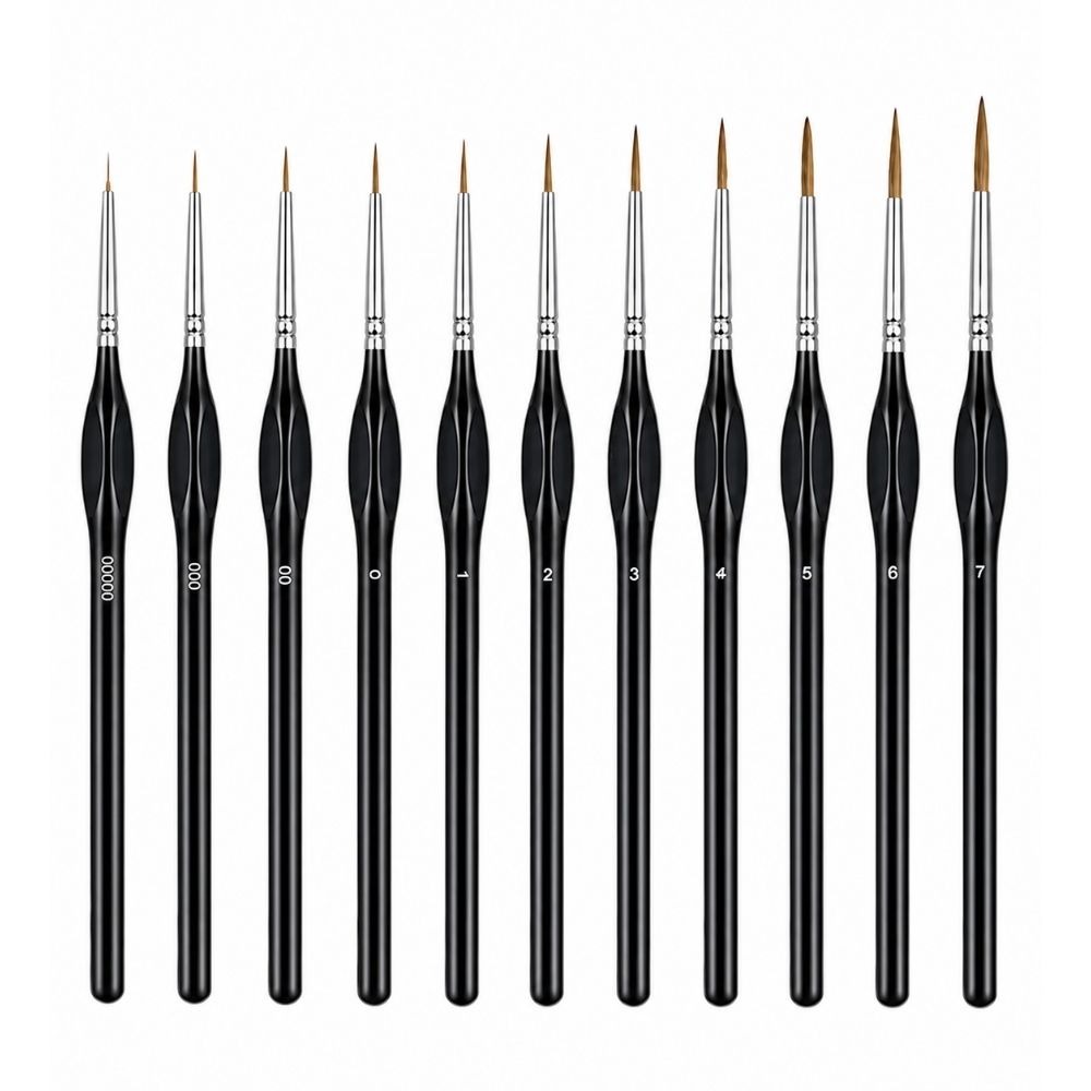 11 Pieces Professional Detail Paint Brush Set – Premium Synthetic Bristles Perfect For Fine Detailing, Miniature Painting, Acrylic, Watercolor, Oil, Nail Art, Crafts & Model Painting, Comfortable Precision Artist Brush Set From ArtEase Studio By CHARUKAJ