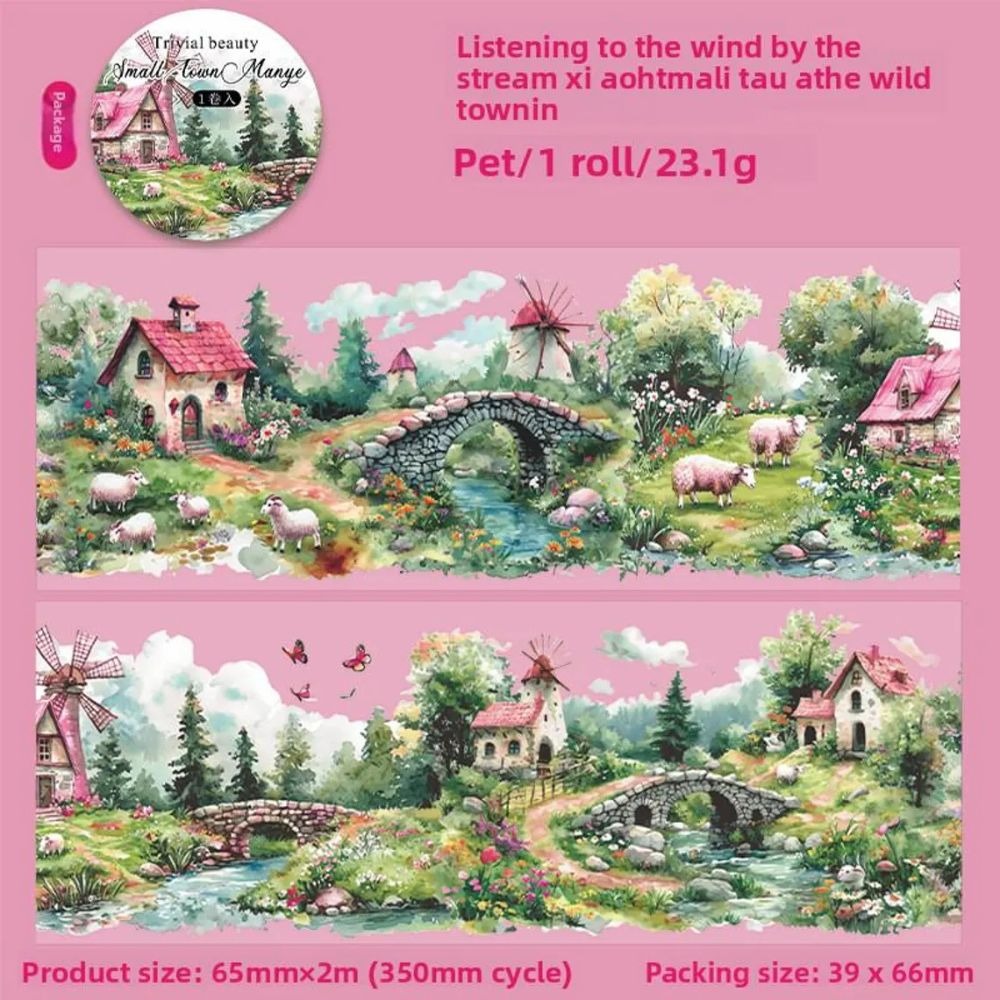 Listen To The Wind By The Stream Aesthetic Scrapbook PET Washi Tape Stickers – Countryside & Mountain View Themed Decorative Transparent Tape for Scrapbooking, Journaling, Photo Albums, Bullet Journals & DIY Crafts From CHARUKAJ (Copy) (Copy)